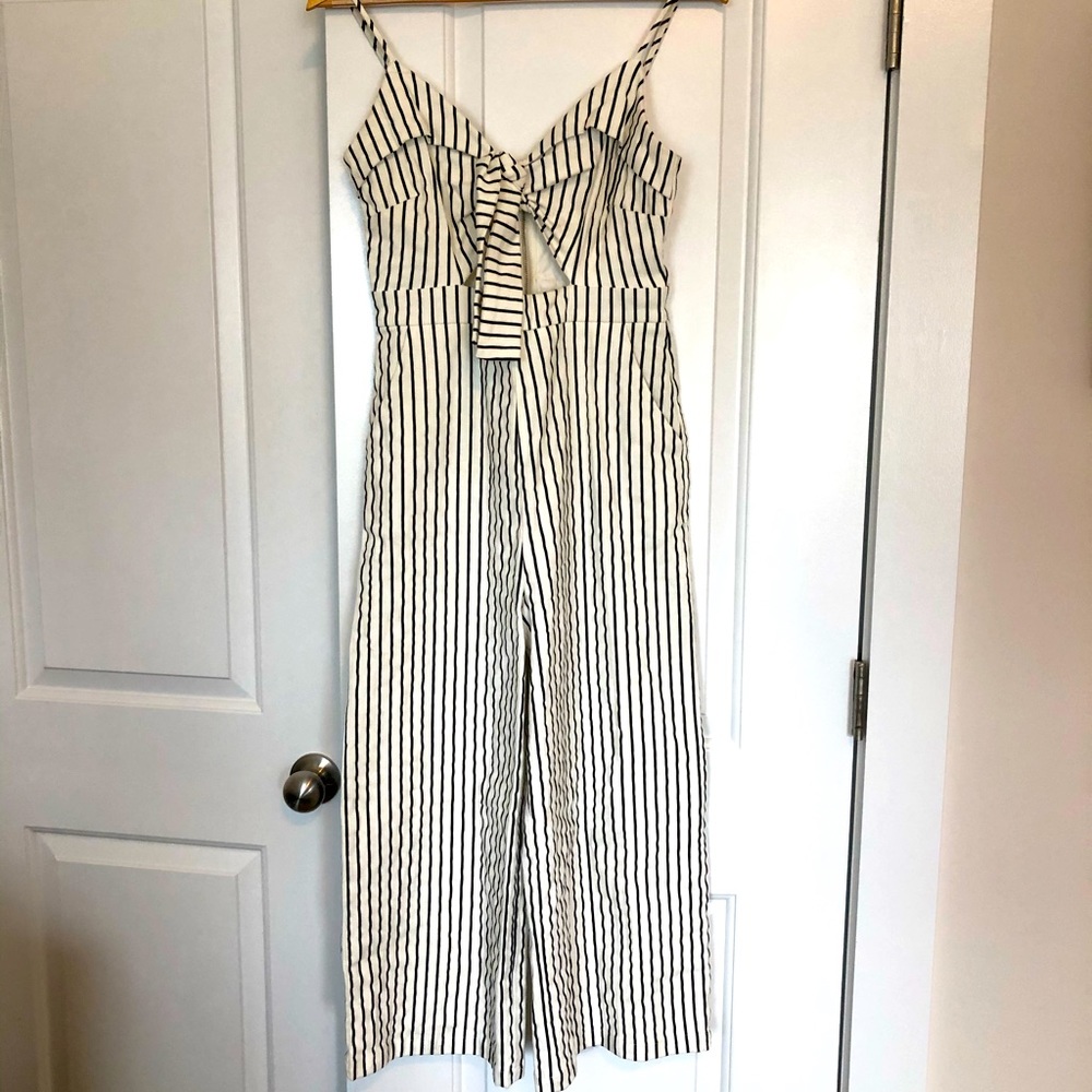 Black and white striped jumpsuit